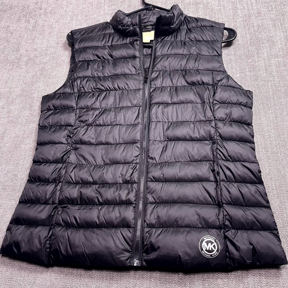Michael Kors Puffer Vest Womens Small Black Quilted Full Zip Outdoor Streetwear